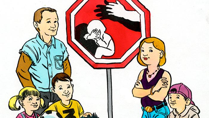 Erwachsene und Kinder als Zeichnung