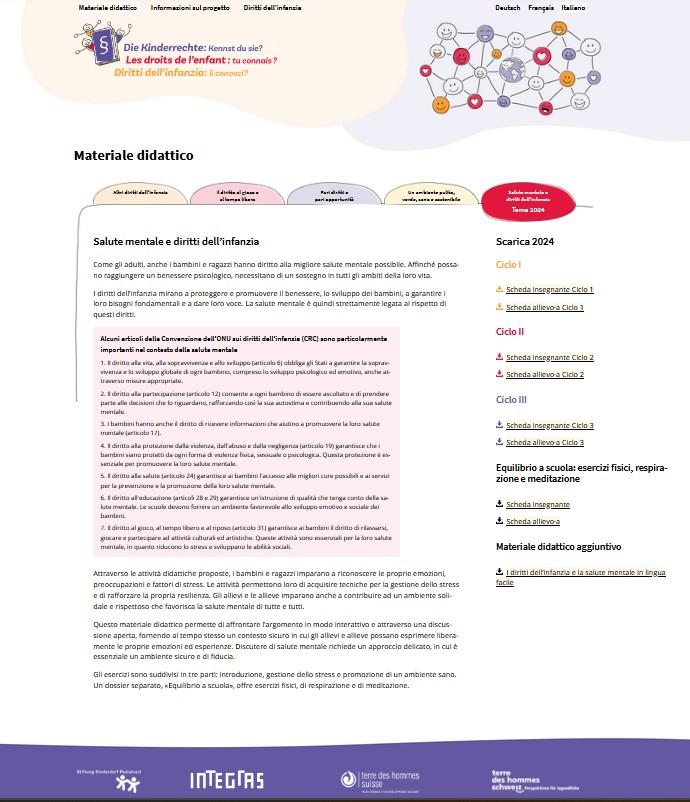 Scheda diritti dell'infanzia 2024